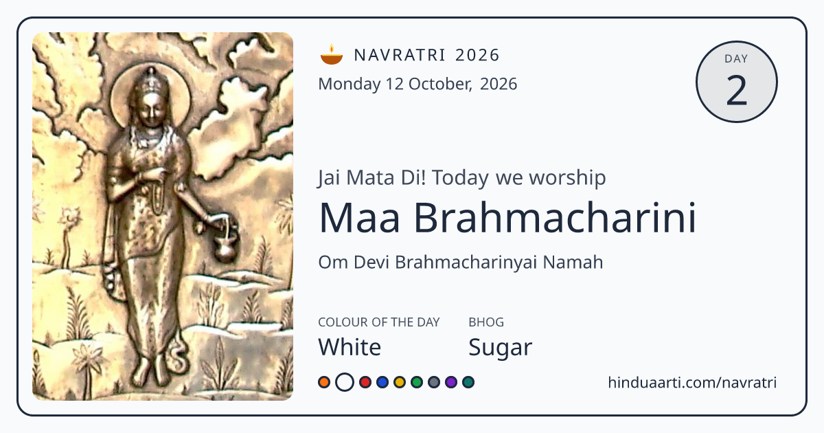 Navratri Day 2 greeting card - Maa Brahmacharini, colour White