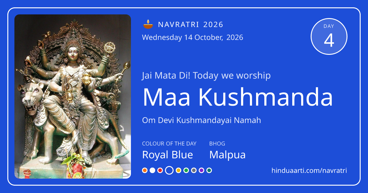 Navratri Day 4 greeting card - Maa Kushmanda, colour Royal Blue