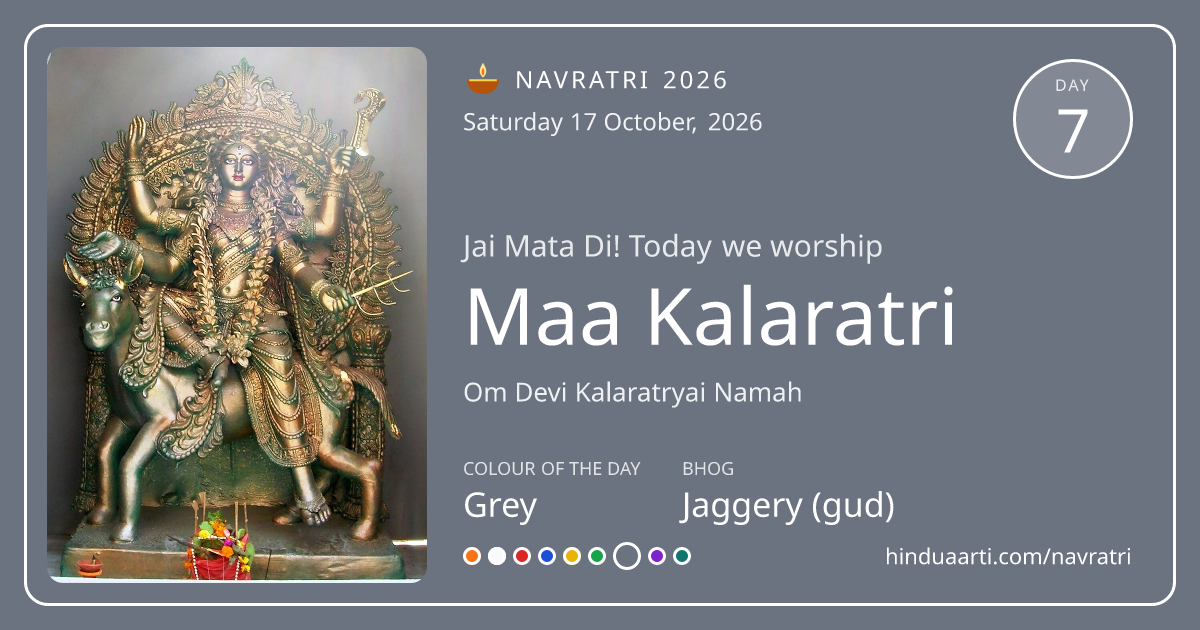Navratri Day 7 greeting card - Maa Kalaratri, colour Grey